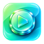 Logo de l'application VidMint – pièce vert menthe avec un bouton lecture